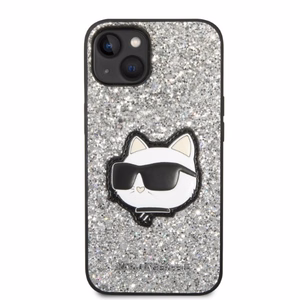 Karl Lagerfeld KLHCP14SG2CPS iPhone 14 6.1" sidabrinis/sidabrinis kietasis dėklas Blizgučiai Choupette Pleistras
