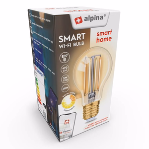Alpina išmanioji Wi-Fi LED lemputė, E27, 4,9 W, šiltai balta