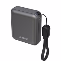 Dudao K22+ Itin kompaktiška išorinė baterija 10000mAh 22.5W USB-C su pakabuku/kabeliu - pilka