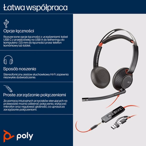 POLY Blackwire C5220 USB-C ausinės +integruotas laidas