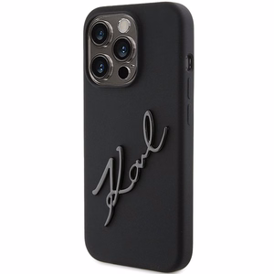 Karl Lagerfeld silikoninis dėklas Karl Script iPhone 15 Pro - juodas