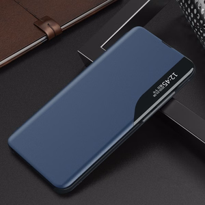 Eco Leather View Case elegantiškas knygos tipo dėklas su stovu Samsung Galaxy A22 4G mėlynas