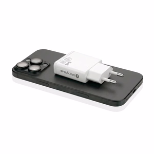EVERACTIVE GaN tinklo įkroviklis 1× USB-C, 1× USB Quick Charge 3.0 45 W PD, baltas
