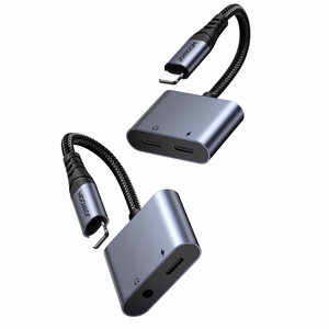 2‑in‑1 garso adapteris Joyroom SY-L01 Lightning į 3.5mm + Lightning (juodas)