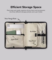 Ringke Smart Zip dėklas nešiojamam kompiuteriui iki 13" su stovu – smėlinis