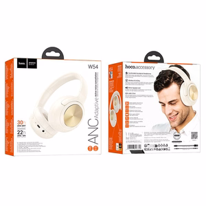 HOCO belaidės ausinės bluetooth ANC W54 pieniškai baltos