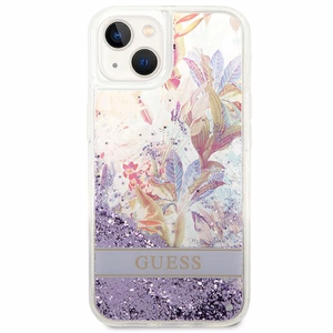 Guess GUHCP14MLFLSU iPhone 14 Plus 6.7" фиолетовый/фиолетовый жёсткий чехол Flower Liquid Glitter