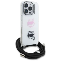 Karl Lagerfeld IML Crossbody Karl&Choupette Head Case for iPhone 16 Pro Max - White