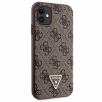 Guess GUHCN61P4TDSCPW dėklas iPhone 11 / Xr - rudas kryžminis 4G metalinis logotipas