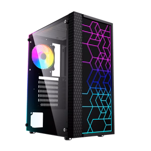 Gembird Fornax 2500 ARGB Gaming ATX Midi Tower su apšvietimu juodas kompiuterio korpusas