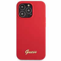Dėklas Guess GUHCP13XLSLMGRE iPhone 13 Pro Max 6.7" raudona/bordo kietas dėklas Silikoninis Vintage Auksinis Logotipas