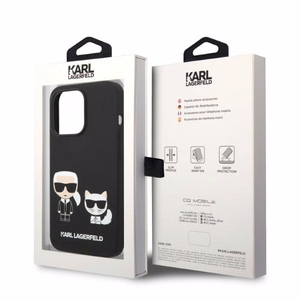 Karl Lagerfeld KLHMP14LSSKCK iPhone 14 Pro 6.1 "kietasis dėklas juodas / juodas skystas silikoninis Karl & Choupette MagSafe