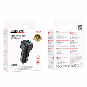 Borofone Automobilinis įkroviklis BZ34 Cloud - USB - QC 3.0 18W juodas