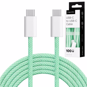 Krüger&Matz Basic USB-C–USB-C laidas, 100 W, 1 m, žalias