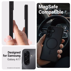 Crong Hybrid Matte Magnetic MagSafe dėklas, skirtas Samsung Galaxy A17, juodas