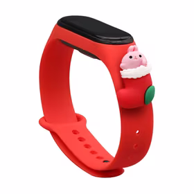 Dirželis Xmas Xiaomi Mi Band 3 / 4 Kalėdinis silikoninis dirželis apyrankė su kojine - raudona
