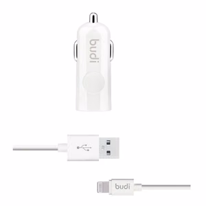 Budi BD062L car charger with 1 USB-A port, with LED indicator, with Lightning cable
