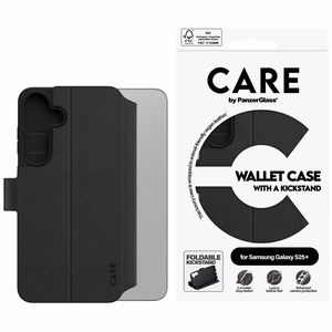 CARE by PanzerGlass Piniginės tipo dėklas su stovu Samsung Galaxy S25+ - Juodas
