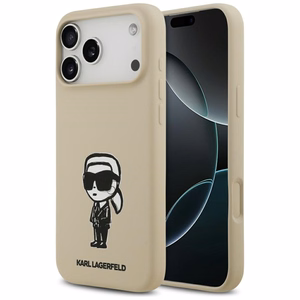KARL LAGERFELD dėklas telefonui IPHONE 17 Pro Max su MagSafe suderintas (silikoninis su KL eskizu ir logotipu) - rudas