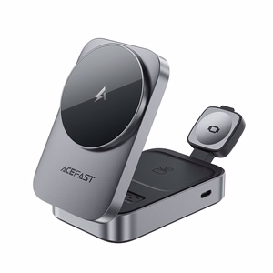 Acefast E22 3-in-1 Belaidė Indukcinė Įkrovimo Stotis, suderinama su MagSafe - pilka