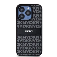 DKNY Odinis mono juosta ir metalinis logotipas dėklas telefonui iPhone 15 Pro - juodas