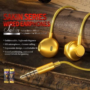 WEKOME YC05 Sakin Series laidinės į ausis įstatomos ausinės su 3,5 mm kištuku, aukso spalvos