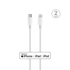 Puro Plain kabelis Apple su MFI USB-C - Lightning 2.0 2.4A 2m - baltas