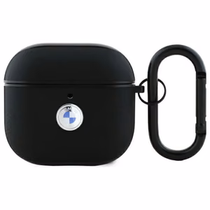 BMW BMA4SSLBK AirPods 4 odinis dėklas juodas/sidabrinis su sidabriniu logotipu