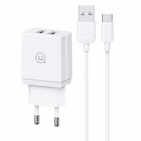 USAMS Tinklo įkroviklis 2xUSB-A + laidas USB-C/ USB-A Fast Charging baltas series HC HCXLTZ03
