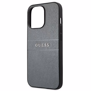 Guess GUHCP13LPSASBGR dėklas iPhone 13 Pro / 13 6,1" Saffiano Strap – pilkas