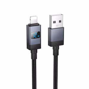 Кабель USB A - Lightning Hoco 2,4A с дисплеем 1 м X118 чёрный