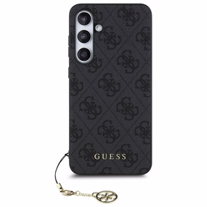Guess GUHCS24FEGF4GGR S24 FE S721 pilkas/pilkas kietas dėklas 4G Pakabukų Kolekcija
