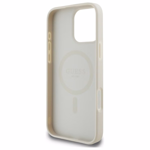 Guess grūdėtas auksinio žiedo magnetinis dėklas telefonui iPhone 16 Pro Max - smėlinė