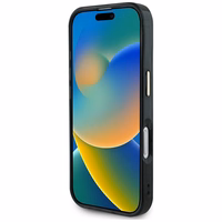 Guess IML Metal Glitter 4G Circle Triangle Magnetinis dėklas telefonui iPhone 16 - juodas