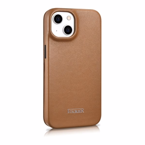 iCarer CE Premium odinis folio dėklas iPhone 14 Plus su MagSafe magnetiniu flipu - brūdas