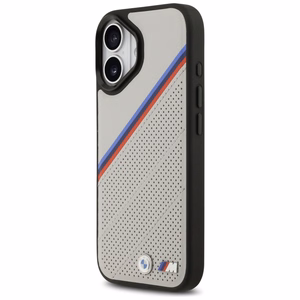 BMW M Tricolor Metal Logo MagSafe dėklas telefonui iPhone 17 - pilkas