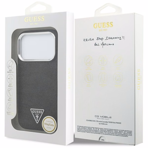 Guess Blizgus Trikampio Logotipas Magnetinis dėklas telefonui iPhone 17 Pro - juodas