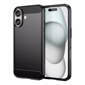 Carbon dėklas telefonui iPhone 16 Plus silikoninis dėklas - juodas