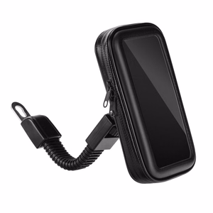 Motociklo laikiklis mobiliajam telefonui atsparus vandeniui su užtrauktuku (5,5" - 6,3") juodas