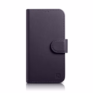 Чехол iCarer Wallet 2in1 для iPhone 14 Plus Anti-RFID кожаный с откидной крышкой тёмно-фиолетовый