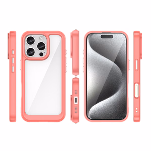 Outer Space dėklas telefonui su geliniu rėmeliu iPhone 16 Pro - raudonas