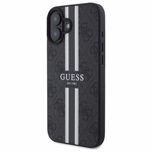 Guess 4G Printed Stripes Magnetinis dėklas iPhone 16 - juodas