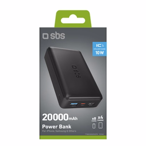 Išorinė baterija Puro Fast 20000 mAh 2x USB-A + 1x USB-C - juoda