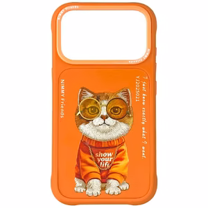Nimmy Glasses Cool Cat deklas iPhone 17 Pro Max - oranzinis