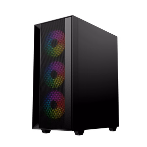 Gembird Fornax 4000 ARGB žaidimų ATX kompiuterio dėklas, Midi Tower, apšvietimas, juodas