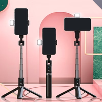 Asmenukių lazda - su nuimamu bluetooth nuotolinio valdymo pultu, trikoju ir LED šviesa - P90D JUODA