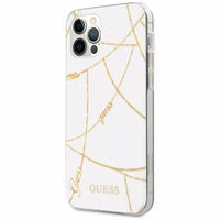 Guess Gold Chain Collection dėklas telefonui iPhone 12 Pro Max 6.7" - balta