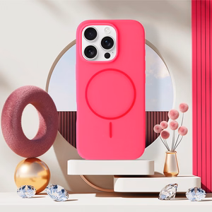 Magnetinis plonas silikoninis dėklas telefonui iPhone 17 Pro rožinis