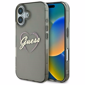Guess IML Heart dėklas telefonui iPhone 16 Plus - juodas