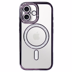 Bling Magsafe violetinis dėklas telefonui iPhone 17